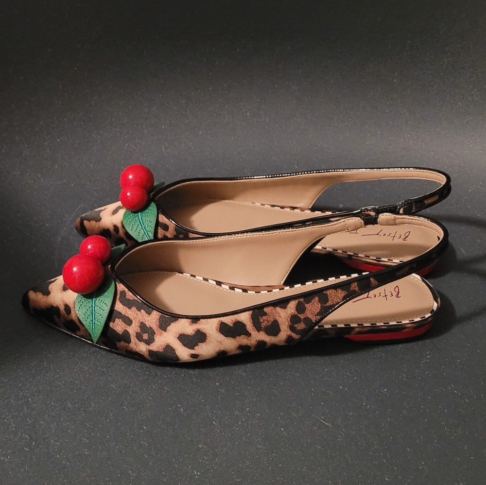 Betsey Johnson Junniper Leopard Flats with Cherry Accents - Picture 3 of 6